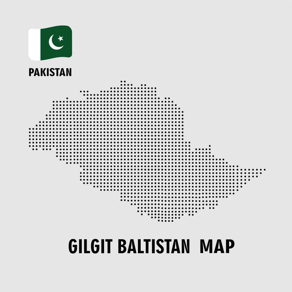 gilgat baltistan provinz von pakistan gepunkteter vektor, punktmusterkarte von pakistan. Gilgat gepunktete Pixelkarte mit Nationalflagge auf weißem Hintergrund. Illustration. vektor