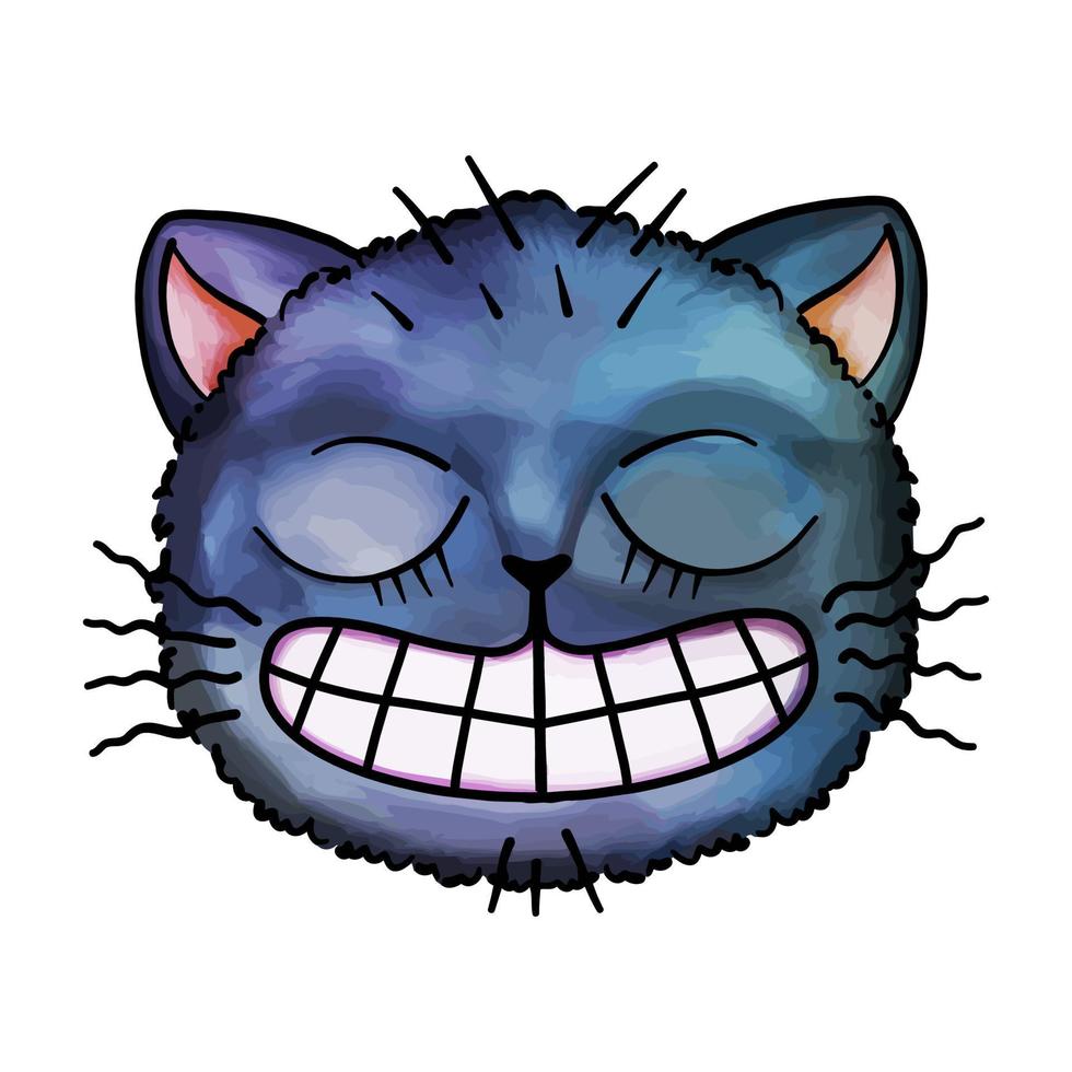Aquarell grinsende schwarze Katze vektor