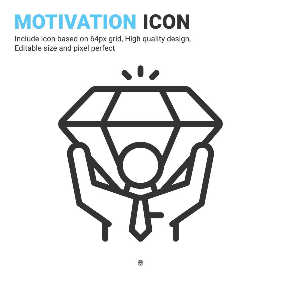 Selbstmotivation Idee Symbol Vektor mit Umriss-Stil auf weißem Hintergrund. Vektor-Illustration Ziele Zeichen Symbol Symbol Konzept für Wirtschaft, Finanzen, Industrie, Unternehmen, Apps und Projekt