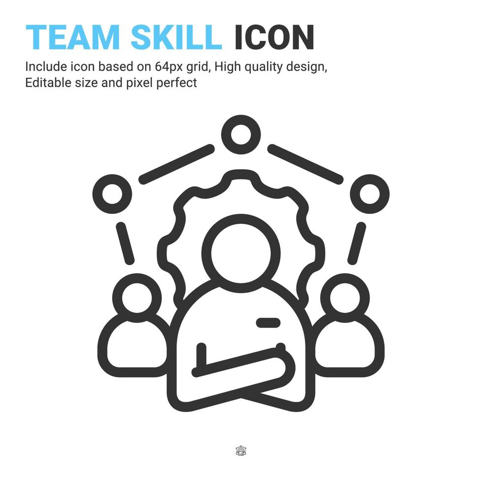 team skicklighet ikon vektor med dispositionsstil isolerad på vit bakgrund. vektor illustration ledarskap tecken symbol ikon koncept för företag, finans, industri, företag, appar, webb och projekt