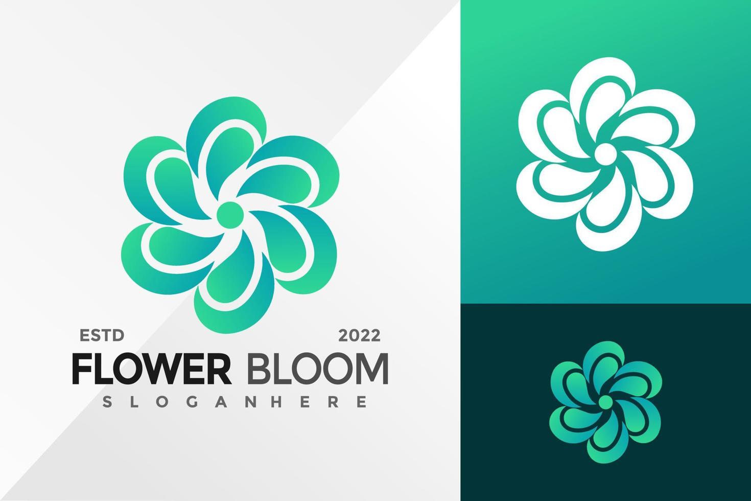 färgglada blomma blomma logotyp design vektor illustration mall