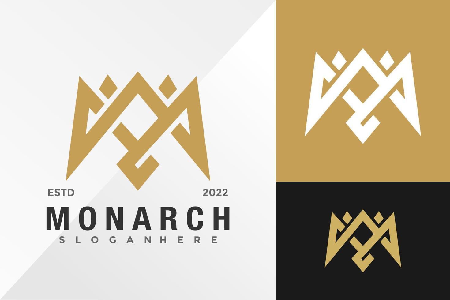 bokstaven m monark smycken logotyp design vektor illustration mall