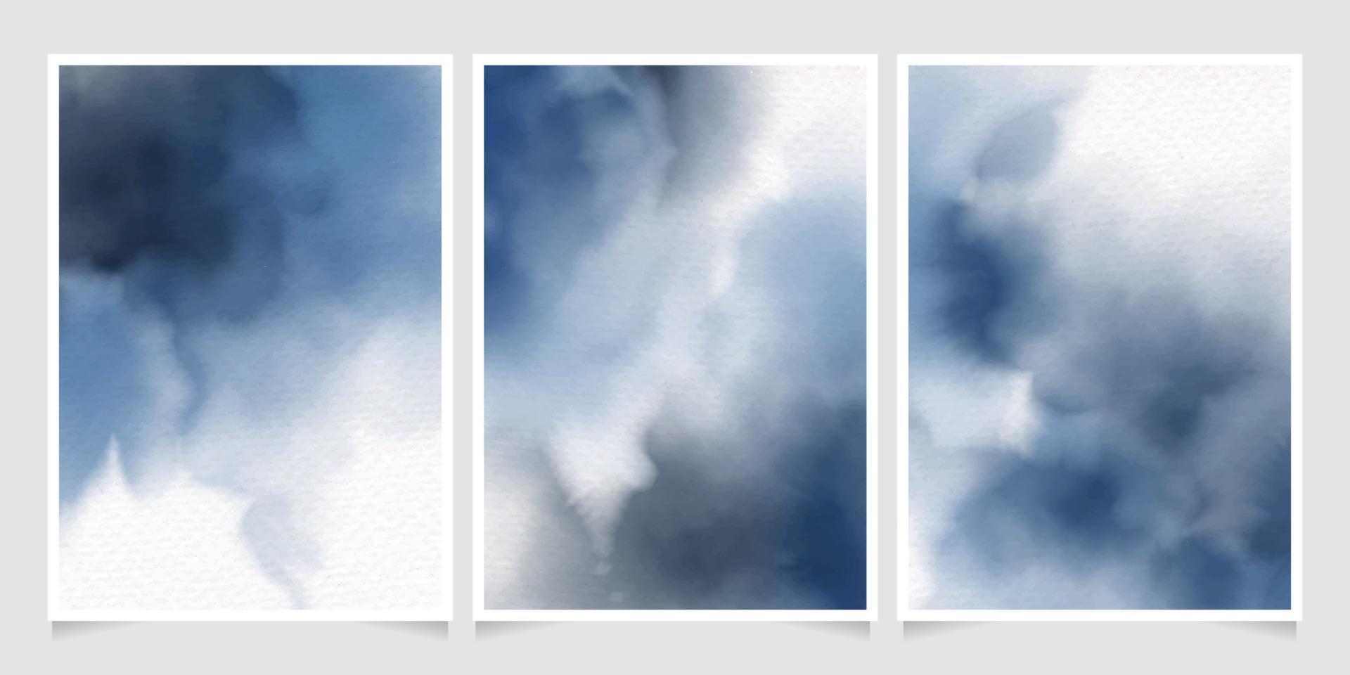mörkblå indigo akvarell våttvätt stänk inbjudningskort bakgrund mall samling vektor