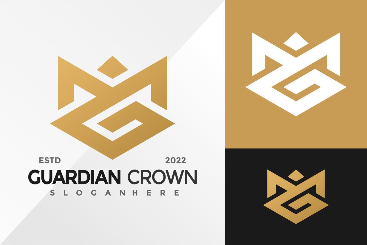 lyx bokstaven g crown logotyp design vektor illustration mall