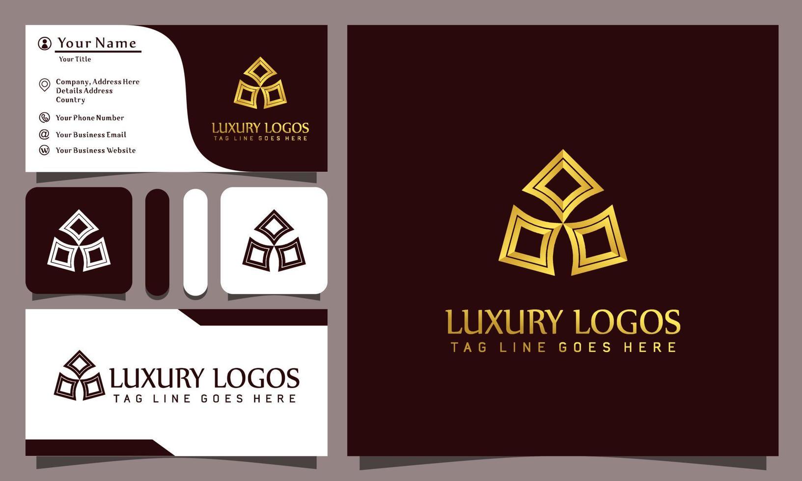 guld minimalistisk triangel pil lyx logotyper design vektorillustration med linjekonst stil vintage, modern företag visitkortsmall vektor