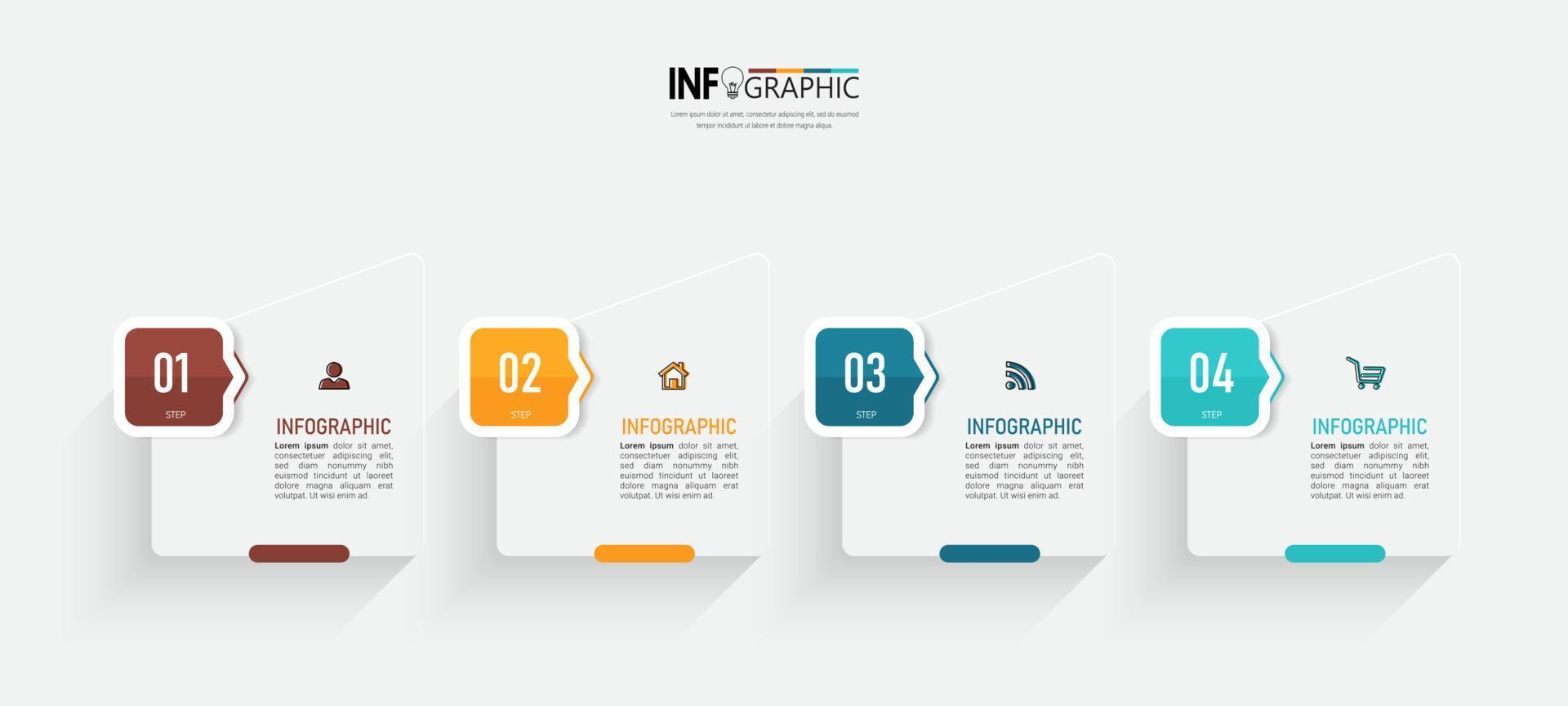 fyra steg business infographics mall vektor