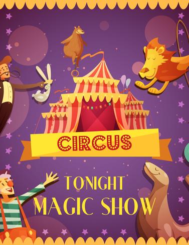 Reser cirkus magiska Visa meddelandeaffisch vektor