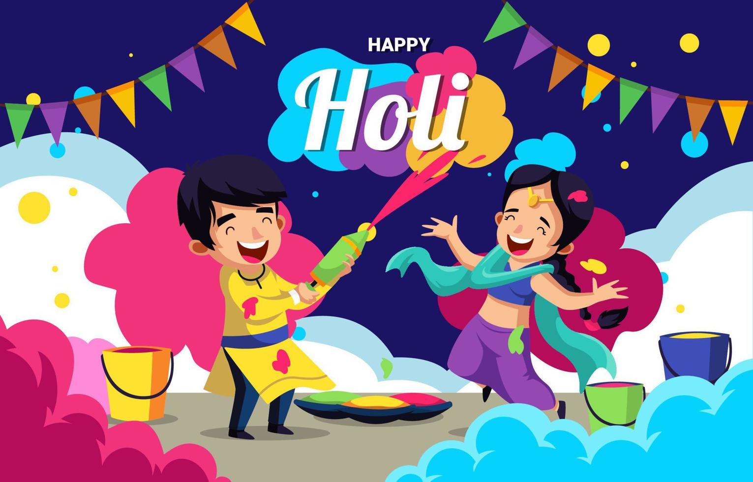 Feiern Sie das Holi-Festival Illustration vektor