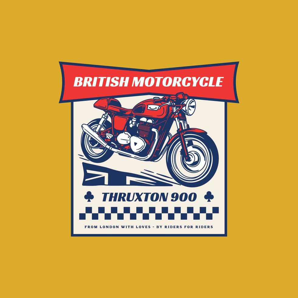 vintage brittisk motorcykel garage logotyp badge illustration vektor