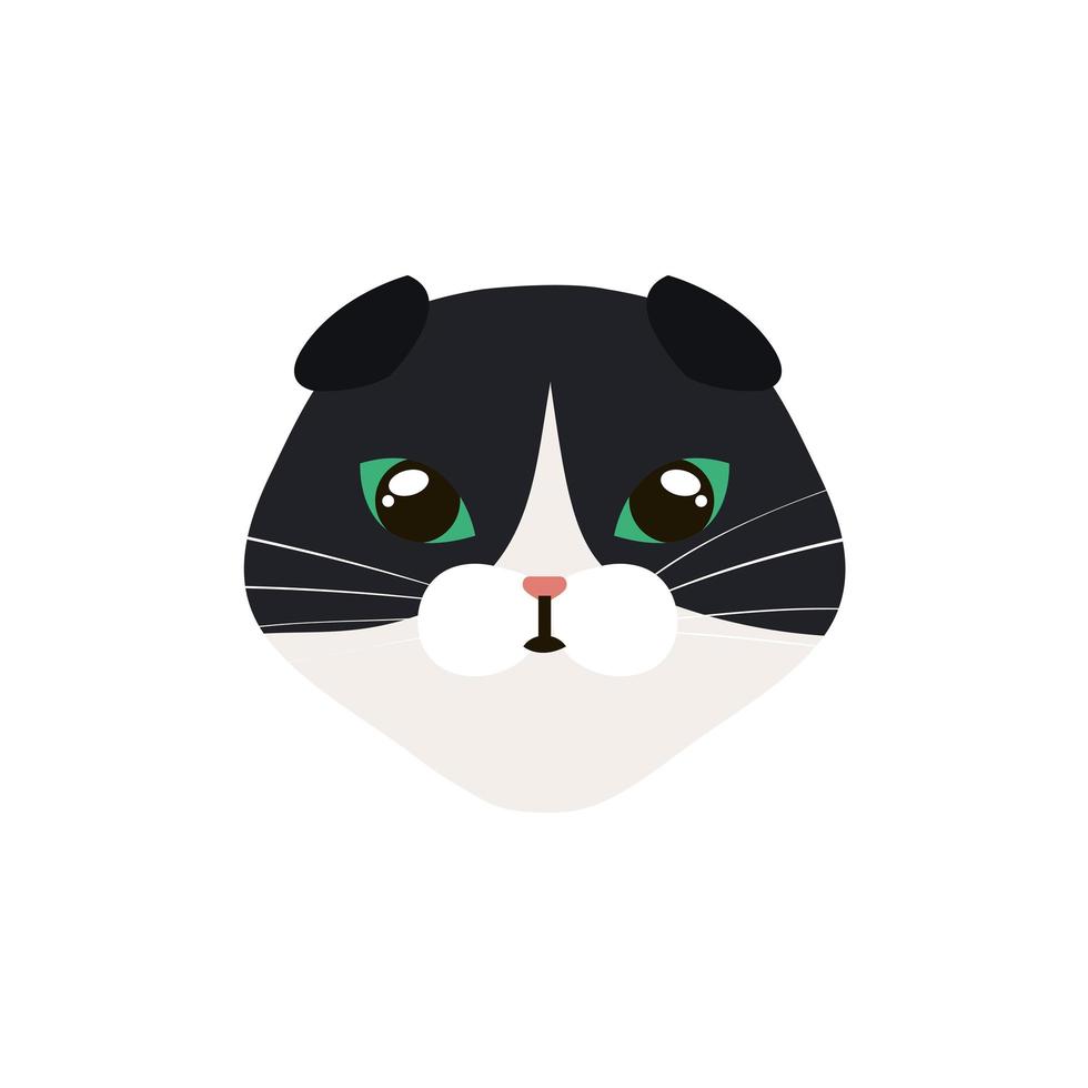 Gesicht der Katze schwarz-weiß isoliertes Symbol vektor