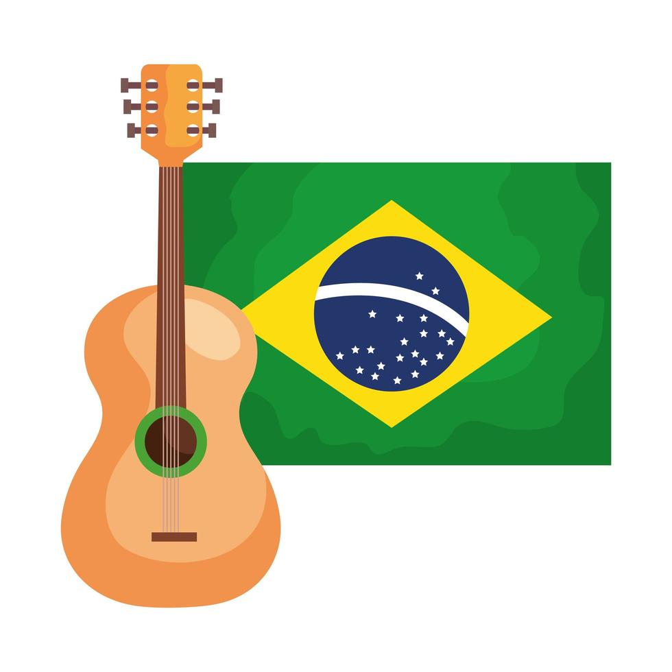 Gitarre mit Flagge Brasilien isolierte Symbol vektor