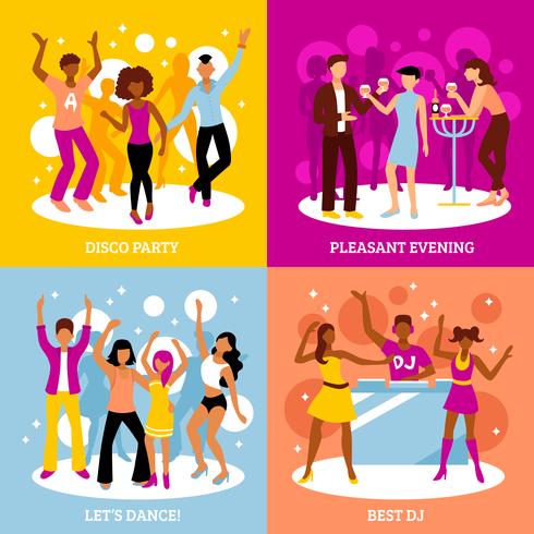 Disco Party Konzept Icons Set vektor