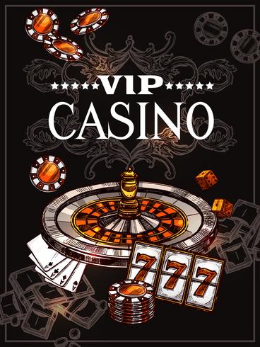 skissa casino affisch vektor
