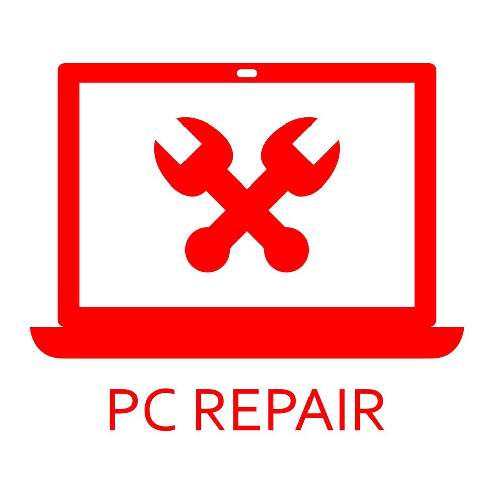 PC-Reparatur auf weißem Hintergrund vektor