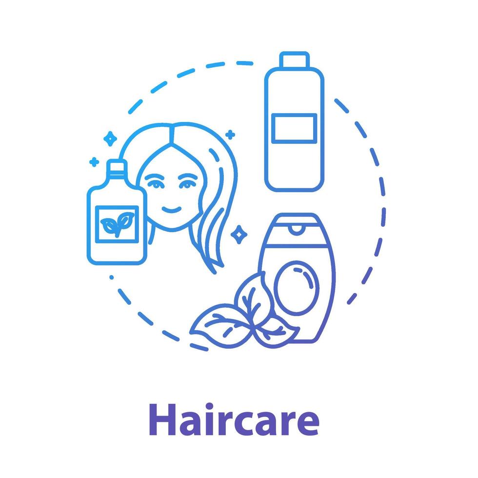 Haarpflege, Naturkosmetik, Konzeptsymbol für hypoallergene Schönheitsprodukte. Bio-Shampoo und Balsam-Idee dünne Linie Illustration. Vektor isolierte Umriss-RGB-Farbzeichnung. bearbeitbarer Strich