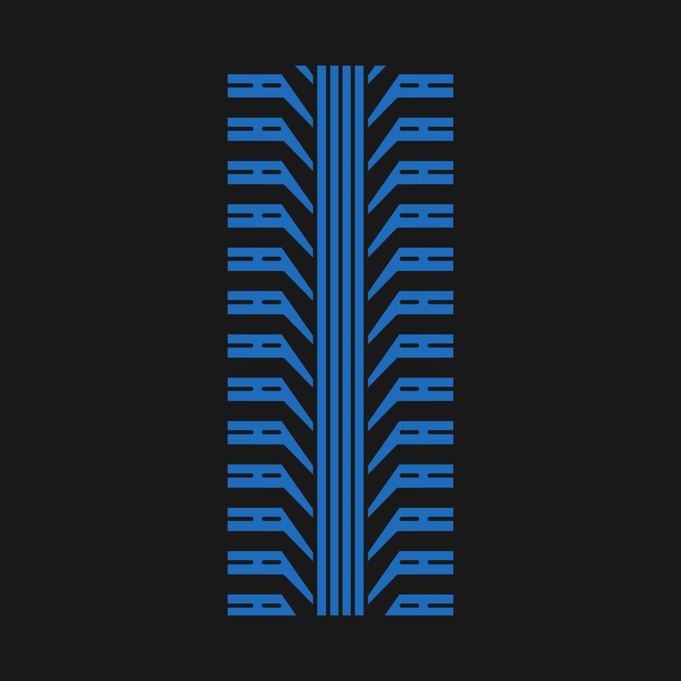 Reifenprofil blaues RGB-Farbsymbol. detaillierte Auto- und Motorradreifenspuren. Autoradspur mit dicken Rillen. Fahrzeugreifenspur. isolierte Vektorillustration auf schwarzem Hintergrund vektor