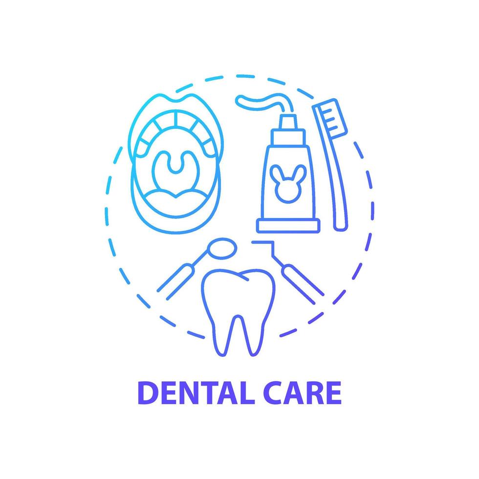 tandvård blå gradient koncept ikon. oral hälsa vanor abstrakt idé tunn linje illustration. vanliga tandläkarkontroller. morgontandvårdsrutin. vektor isolerade kontur färgritning