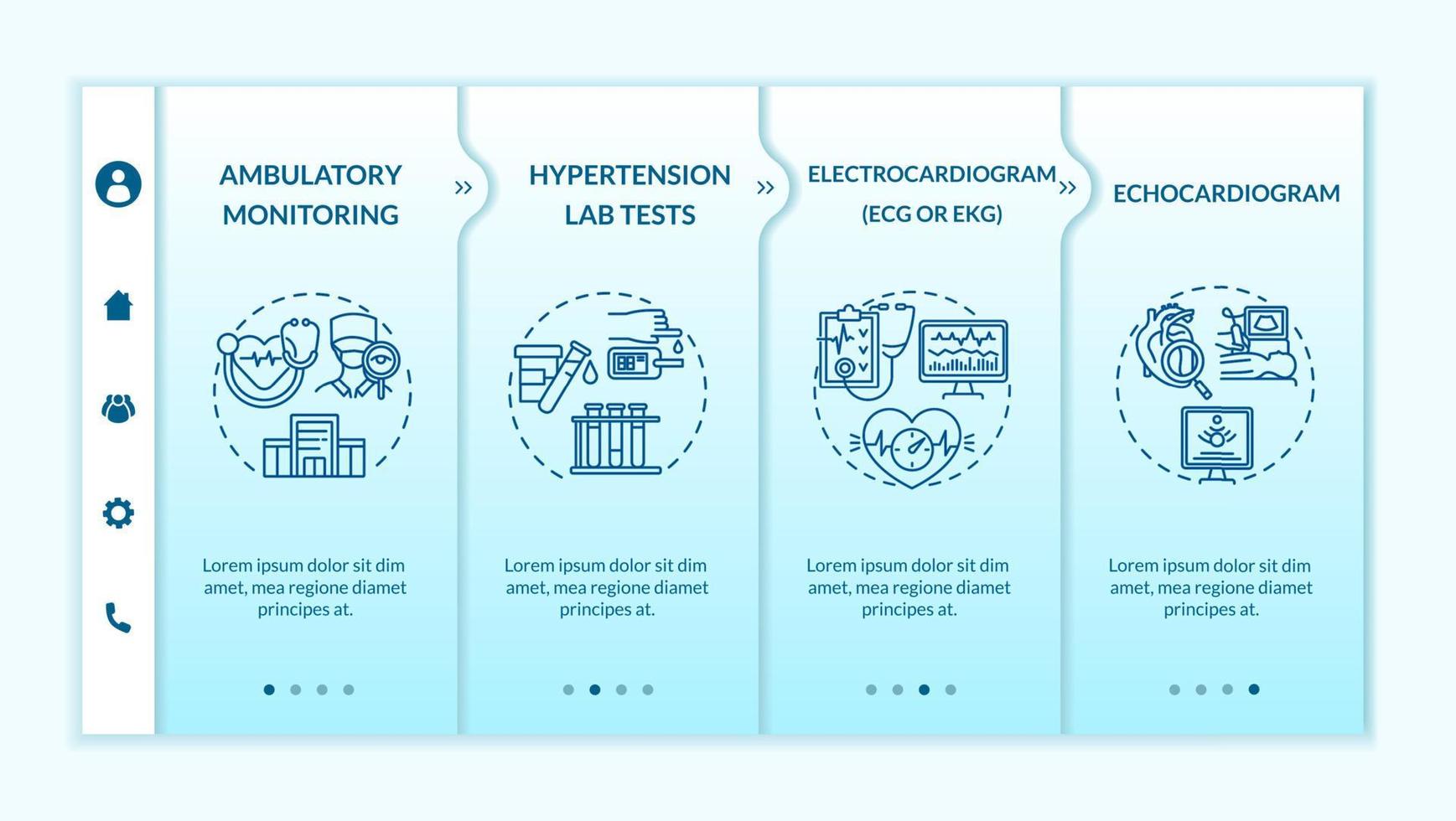 Überprüfen Sie die Vektorvorlage für das Onboarding von Bluthochdruck vektor