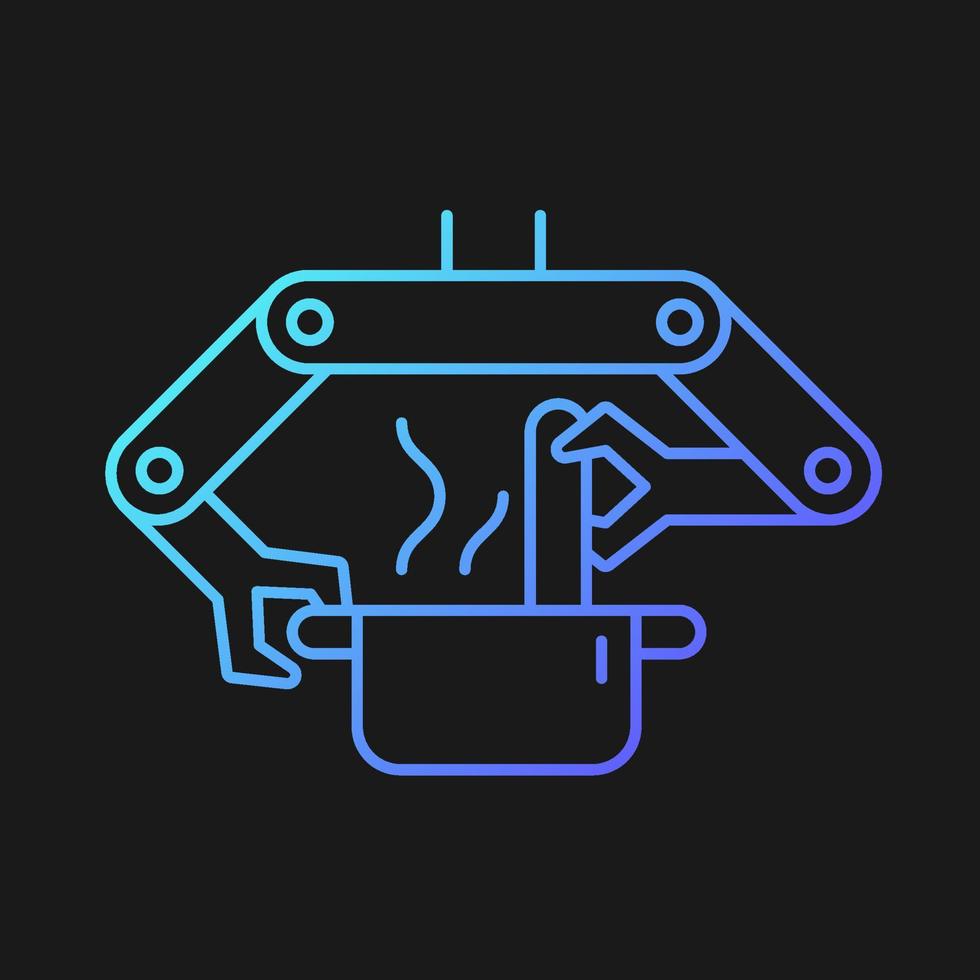 matlagning robotar gradient vektor ikon för mörkt tema