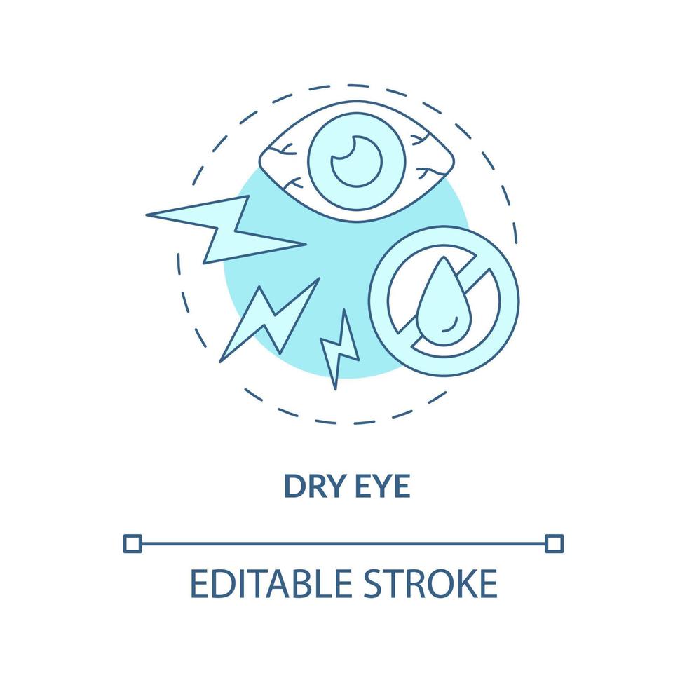 Trockenes Auge blaues Konzeptsymbol. vorübergehendes Symptom, das durch eine Lasik-Augenoperation verursacht wird. Operation Nachwirkungen abstrakte Idee dünne Linie Illustration. Vektor isolierte Umriss-Farbzeichnung. bearbeitbarer Strich