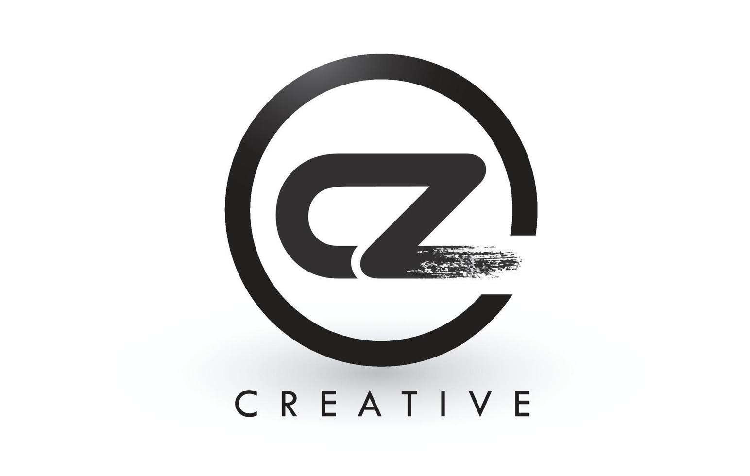 cz borste brev logotyp design. kreativa borstade bokstäver ikonlogotyp. vektor