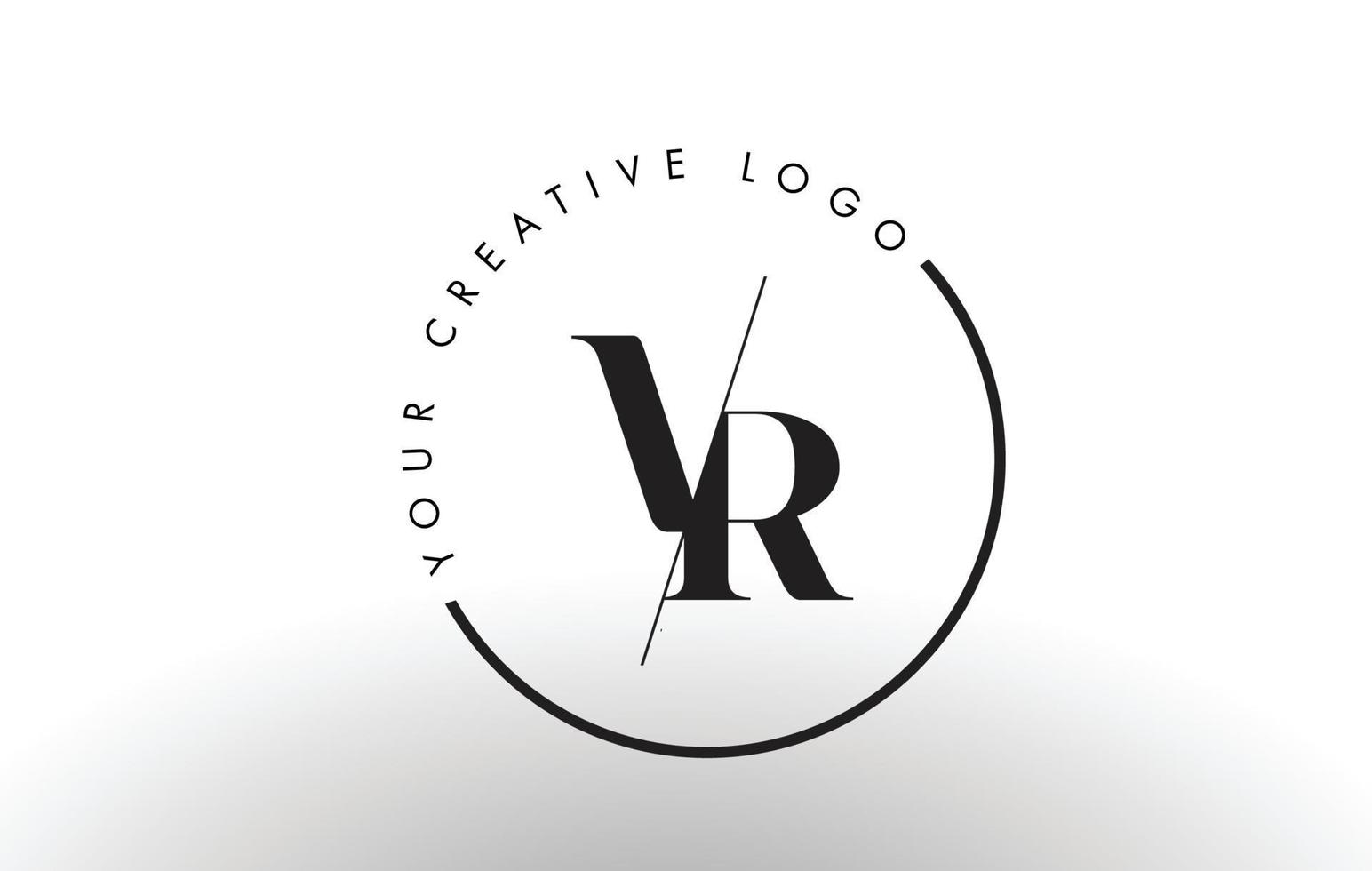 vr Serif Letter Logo Design mit kreativem Schnitt. vektor