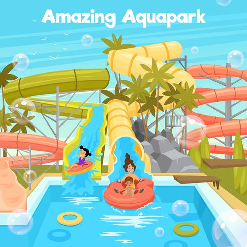 Aquapark affischmall vektor