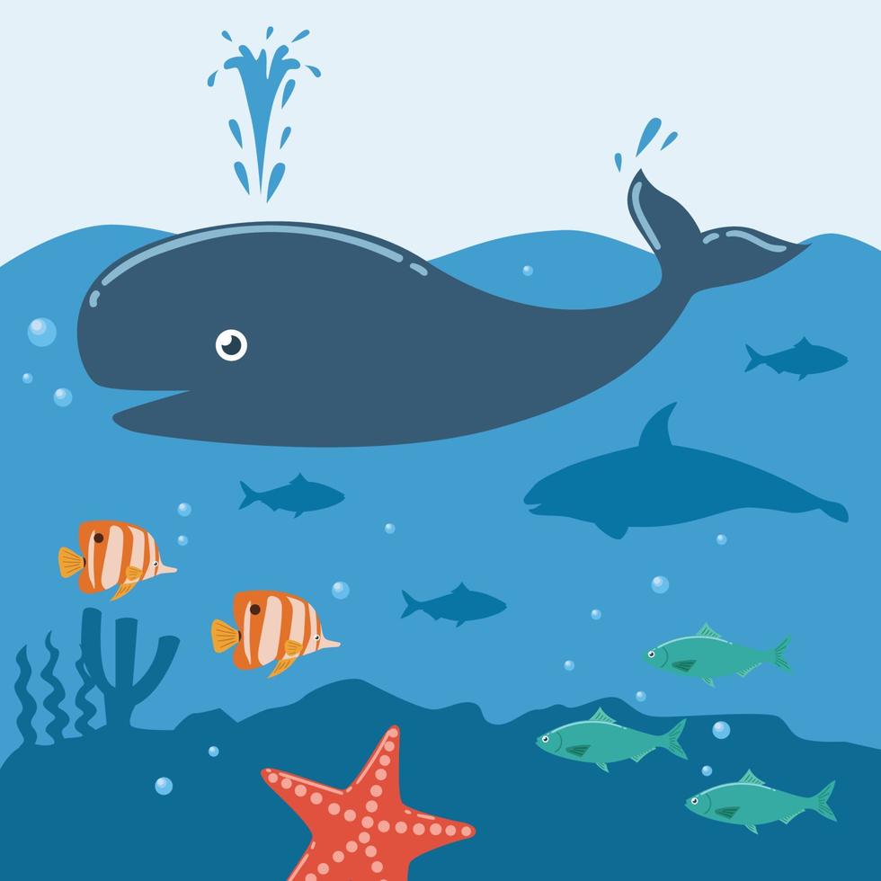 Illustration des Wals unter Wasser vektor