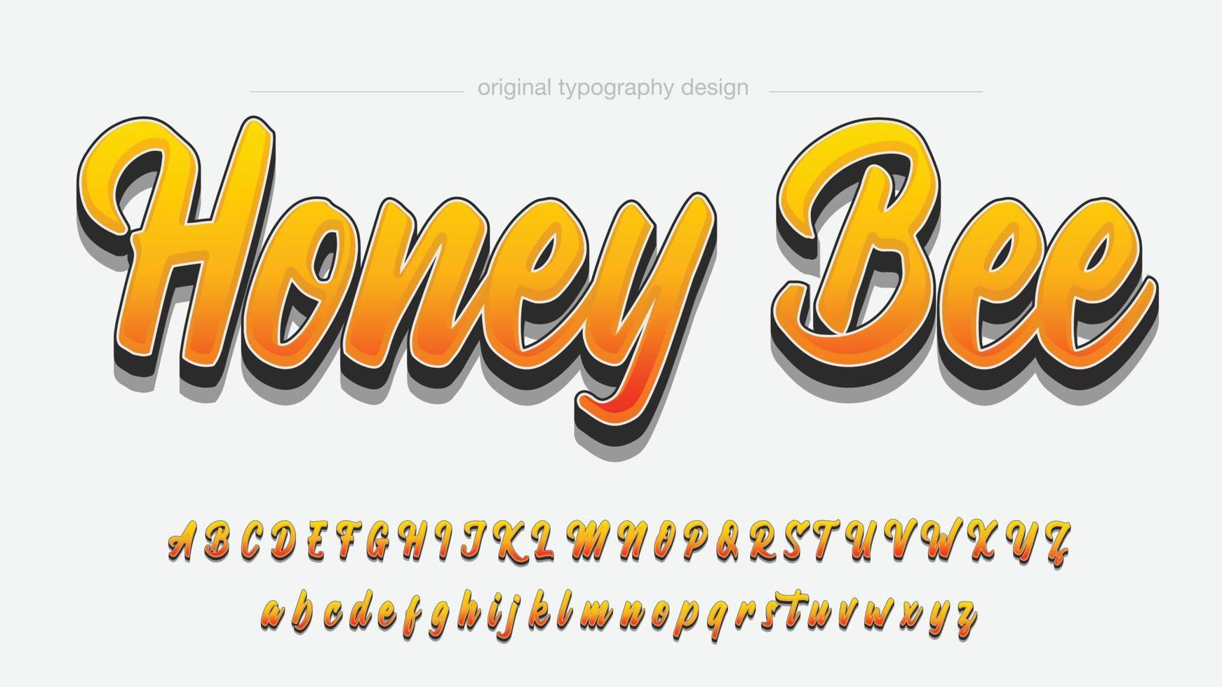 gul orange 3d söt graffiti kalligrafi konstnärliga teckensnitt typografi vektor