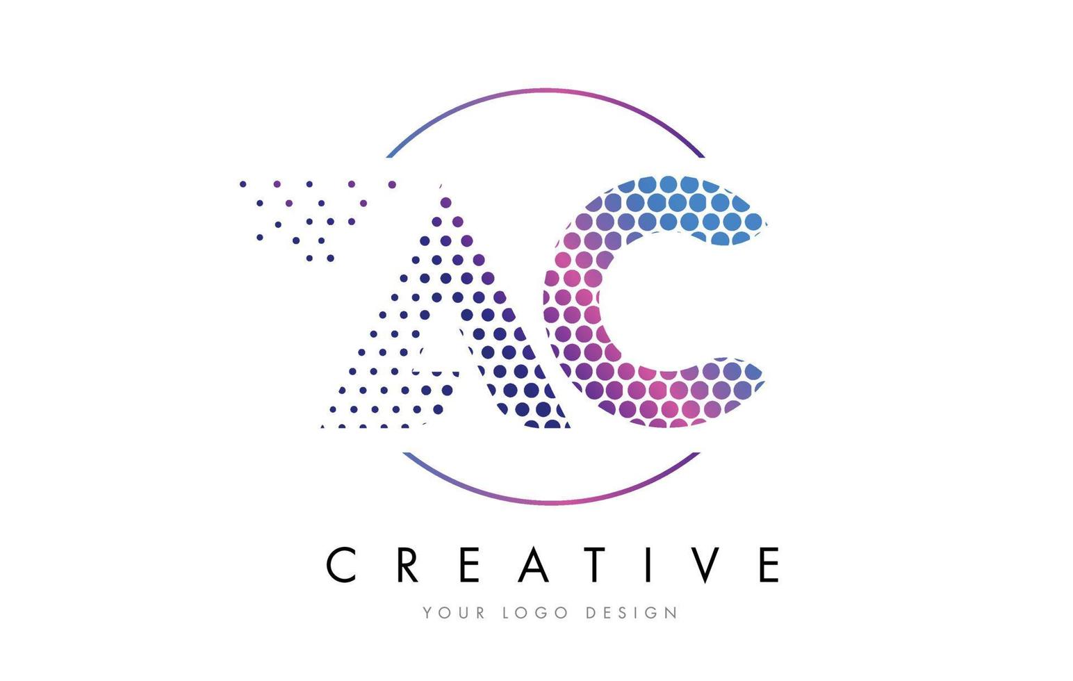 ac ac rosa magenta prickade bubbla bokstav logo design vektor