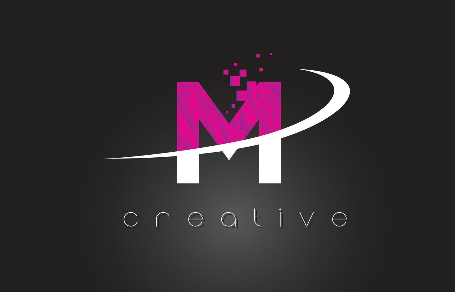 m kreativ bokstäver design med vita rosa färger vektor