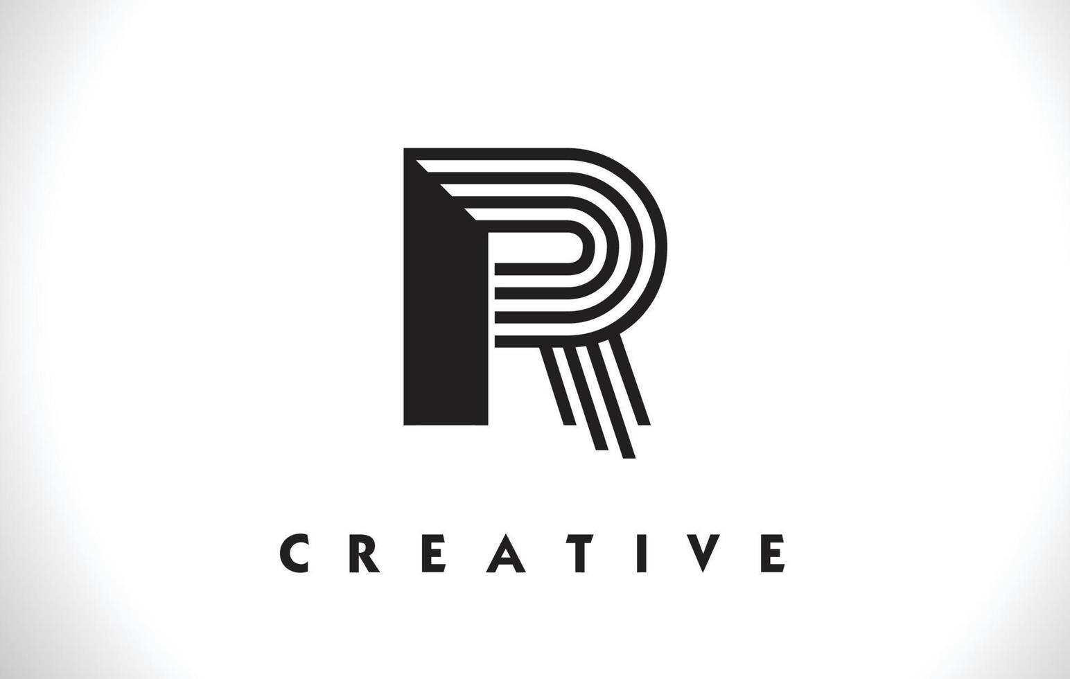 r-Logo-Brief mit schwarzen Linien-Design. Linie Buchstabe Vektor-Illustration vektor