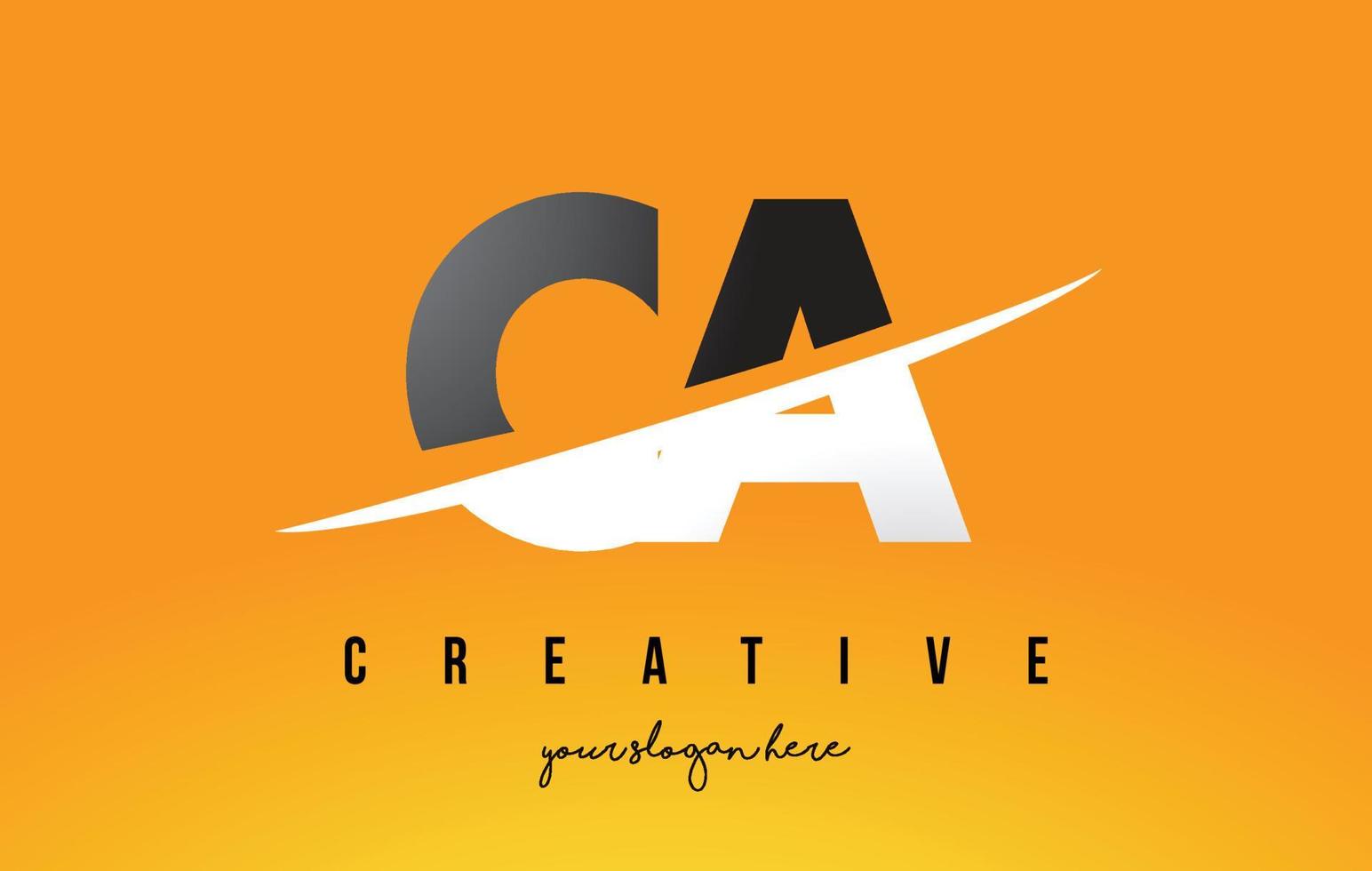 Ca Ca Letter modernes Logo-Design mit gelbem Hintergrund und Swoosh. vektor