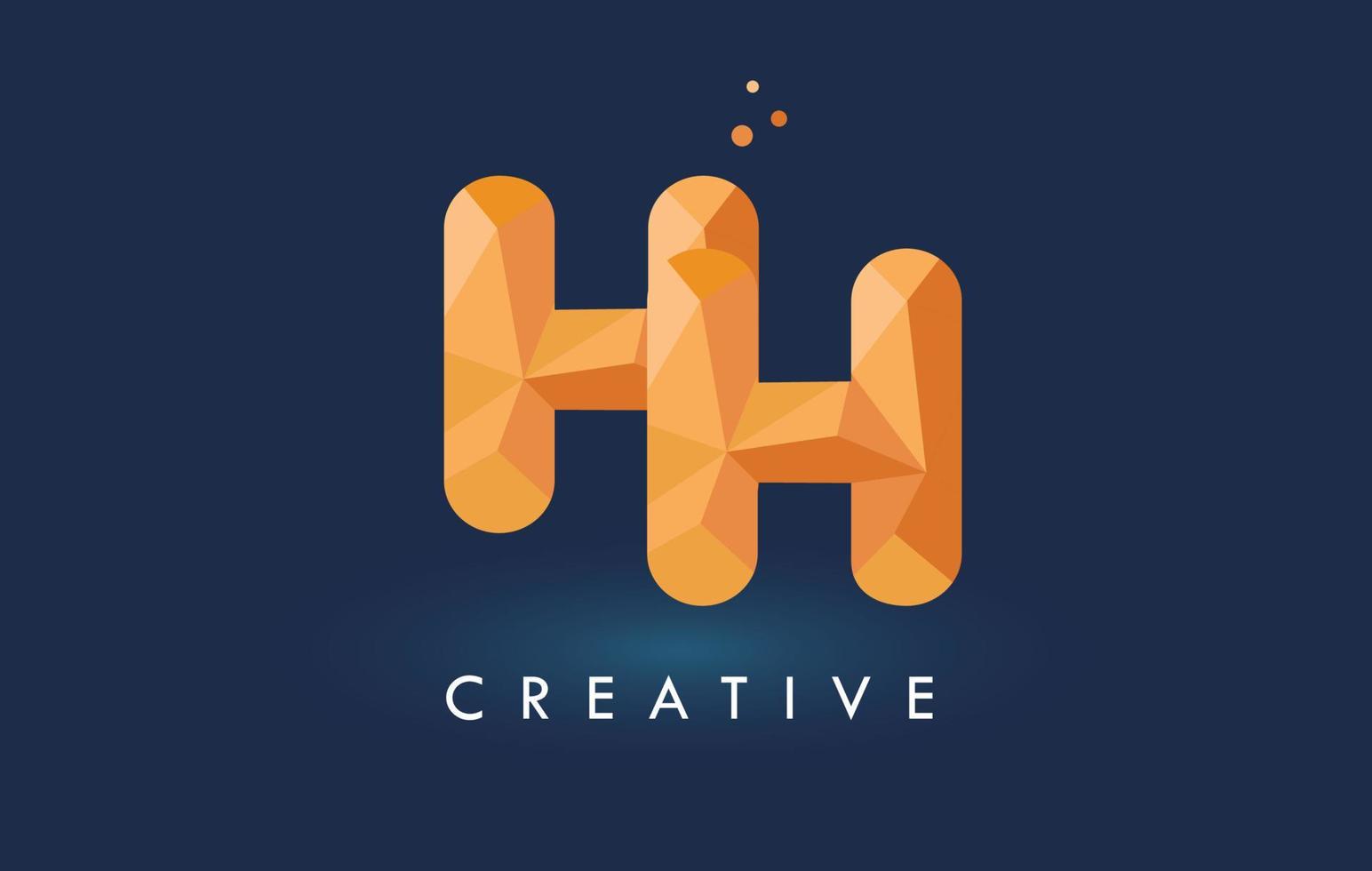 hh-Brief mit Origami-Dreieck-Logo. kreatives gelb-oranges Origami-Design. vektor