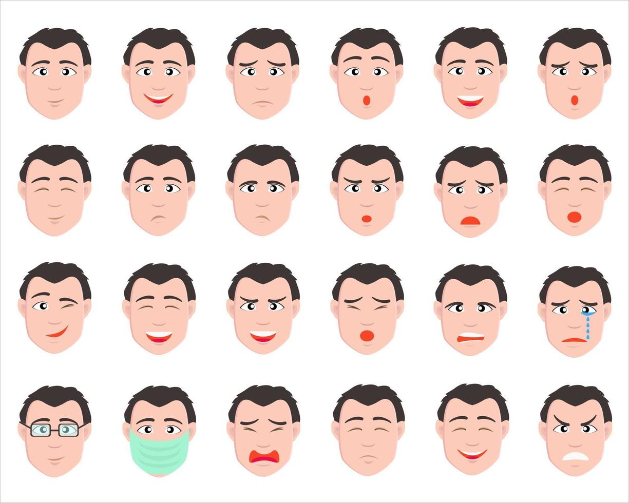 Illustrationsvektordesign der männlichen Satzschablone des Gesichtsausdrucks vektor