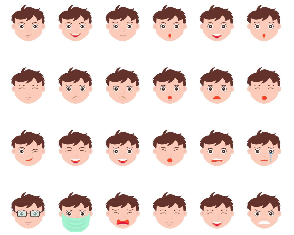 illustration vektor design av ansiktsuttryck pojke uppsättning mall