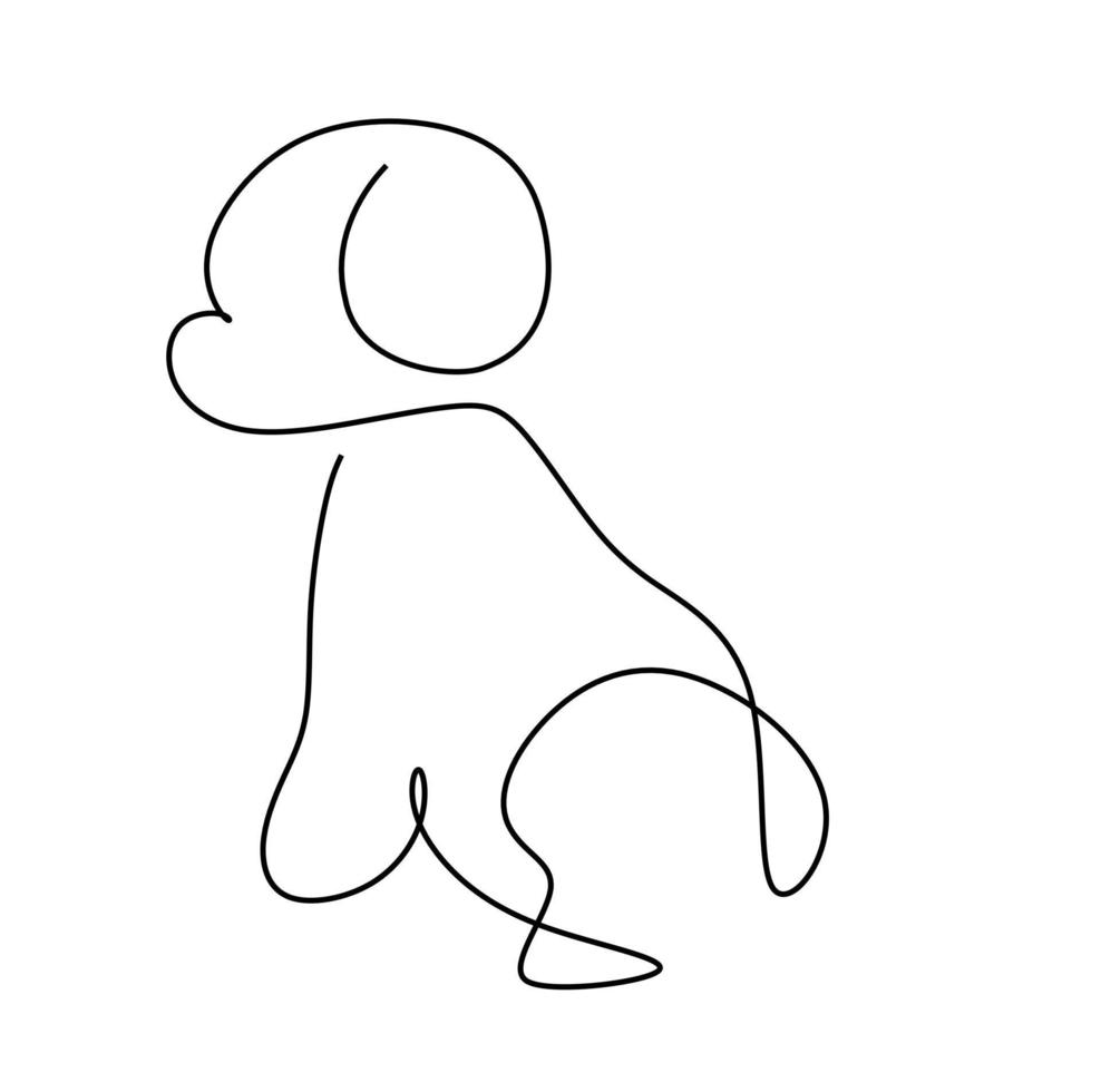 kontinuerlig en rad ritning av en valp sittande. vektor illustration