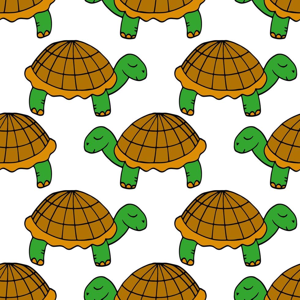 sköldpadda sömlösa mönster handritad doodle. minimalism. djur, söt baby print, tapeter, textil dekor vektor