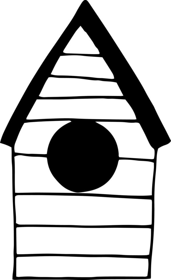 Vogelhaus-Symbol, Aufkleber. Skizze handgezeichneten Doodle-Stil. minimalismus, monochrom. Frühlingsvogelhaus vektor