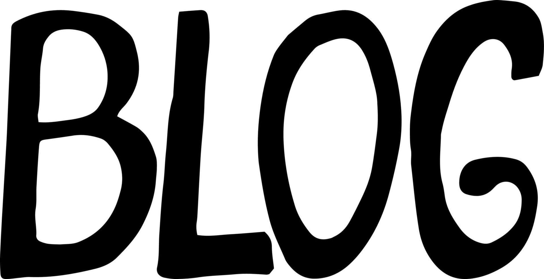 blogg bokstäver handskriven ikon, klistermärke. skiss doodle stil. , minimalism monokromt ord vektor