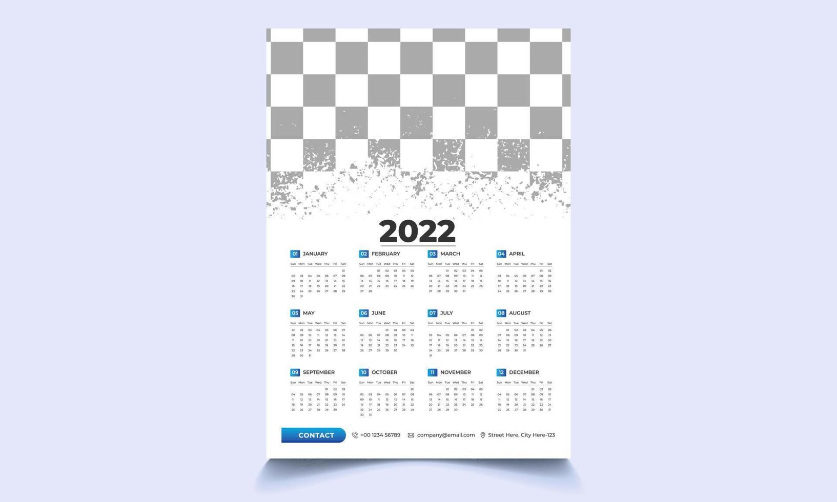 väggkalender design2022 vektor