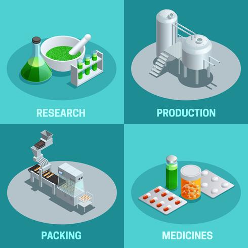 Isometrische 2x2-Zusammensetzungen Pharmazeutische Produktion vektor