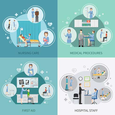 Konzept der Krankenschwester Health Care 2x2 vektor