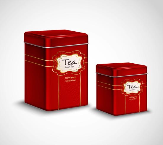 Te Tins Red Metal Containers Set vektor