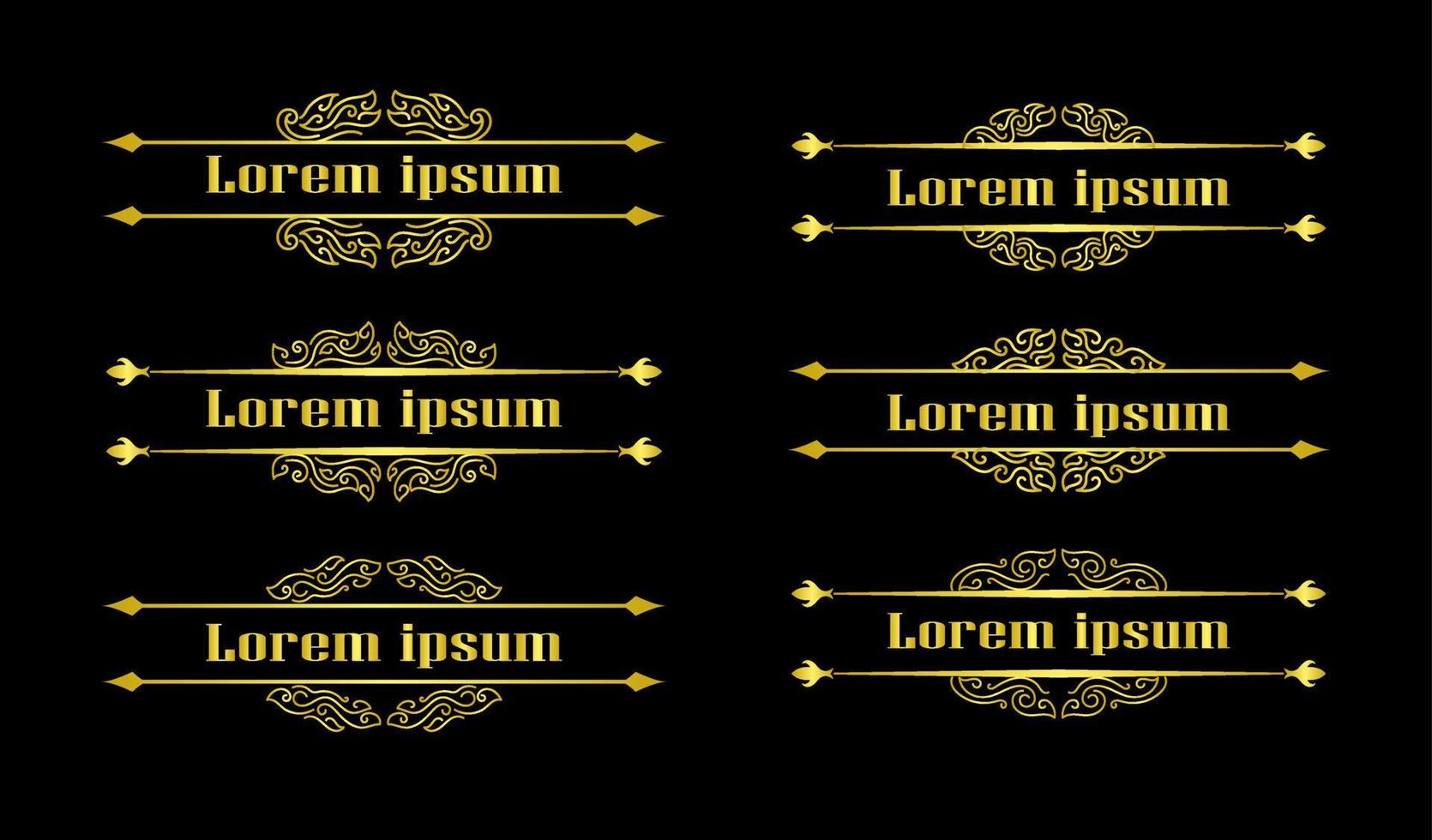 guld gränser element set samling, prydnad vektor