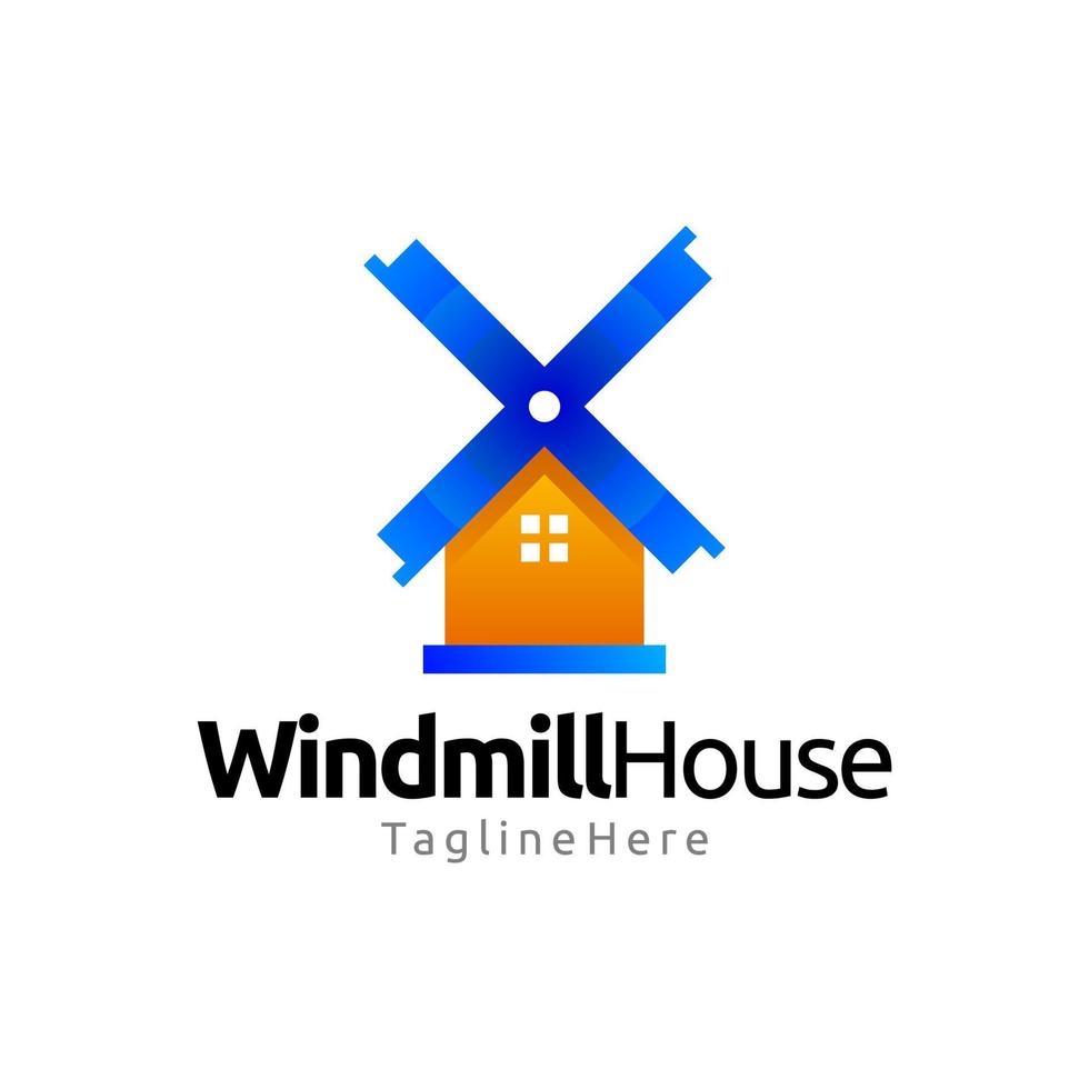 Windmühlenhaus-Farbverlauf-Logo-Design vektor