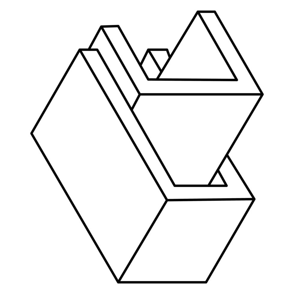 optisk illusion, overkligt geometriskt objekt. omöjlig figur. helig geometri form. vektor