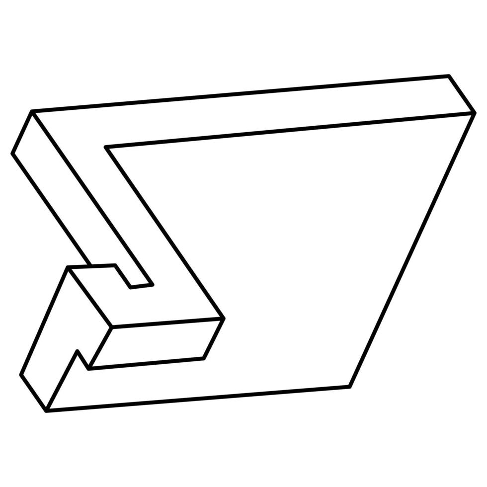 optische Täuschung, unwirklicher geometrischer Objektvektor. unmögliche Figur. Op-Art-Form. vektor