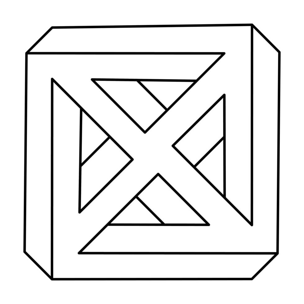 omöjlig optisk illusion form. optiska konstobjekt. omöjlig kub. linjedesign. vektor