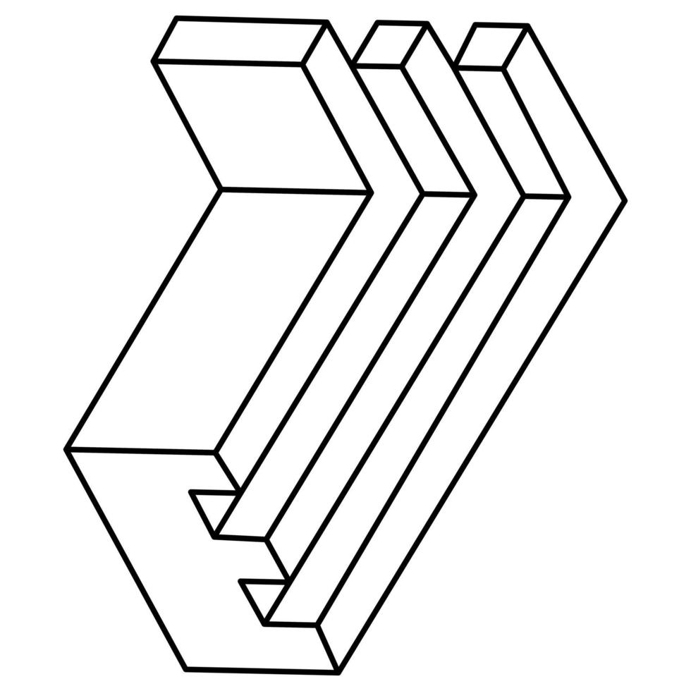 Form der optischen Täuschung, geometrische Figur, unmögliches Objekt. Op-Art. vektor